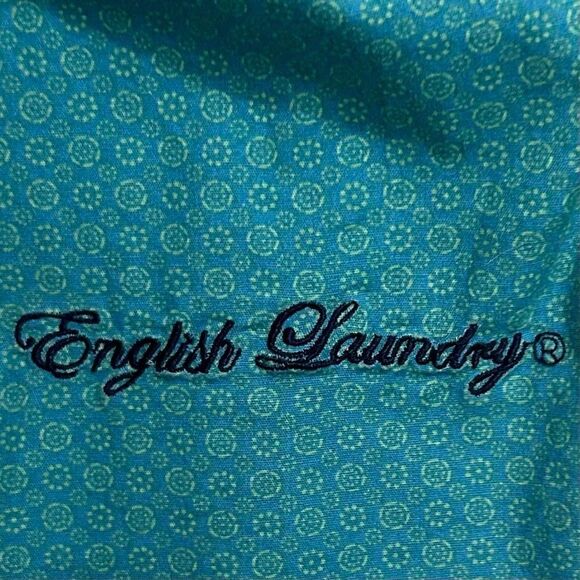 English Laundry Button-Up Shirt Men's Sz L Collared Circular Print Long Sleeves - Picture 8 of 11